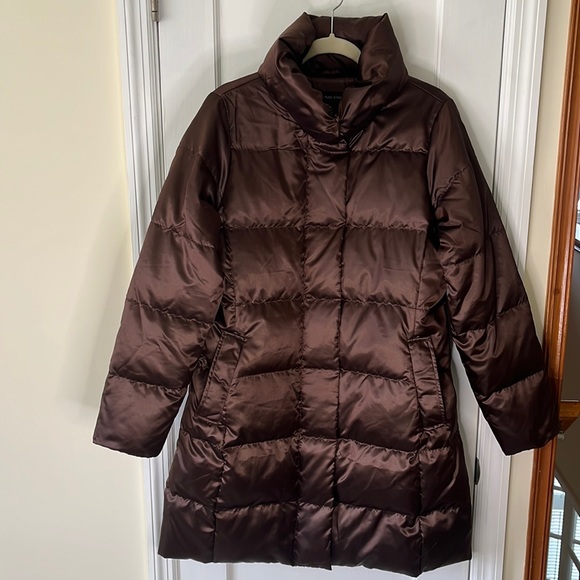 Lands' End Jackets & Blazers - Lands' End Long Puffer Coat Women’s Medium 10–12 Bronze Brown Goose Down Warm